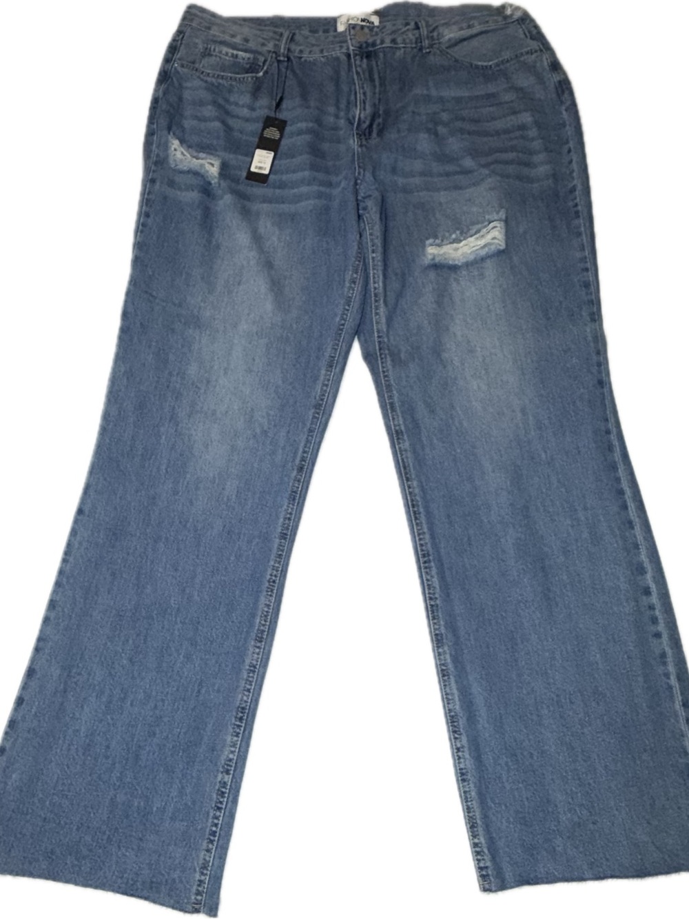 Fashion Nova Plus Size Light Blue Distressed Straight Jeans